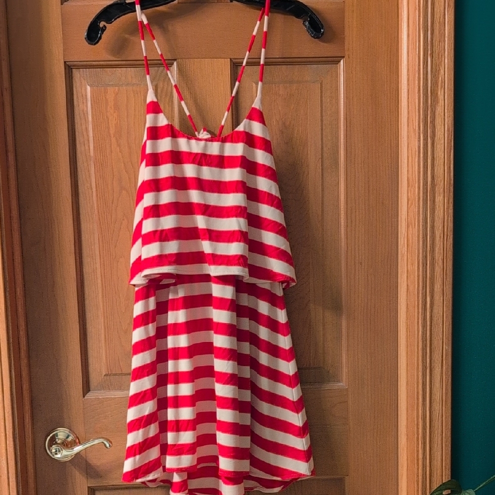 THML Red & Cream Striped Spaghetti Strap Sleep Dress